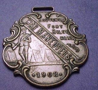 Fort Riley Kansas 1908 Watch Fob from War Manuevers Nice