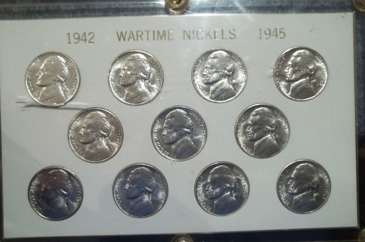 GEM BU 35 SILVER JEFFERSON WAR NICKEL COLLECTION 1942 P THRU 1945 S 11