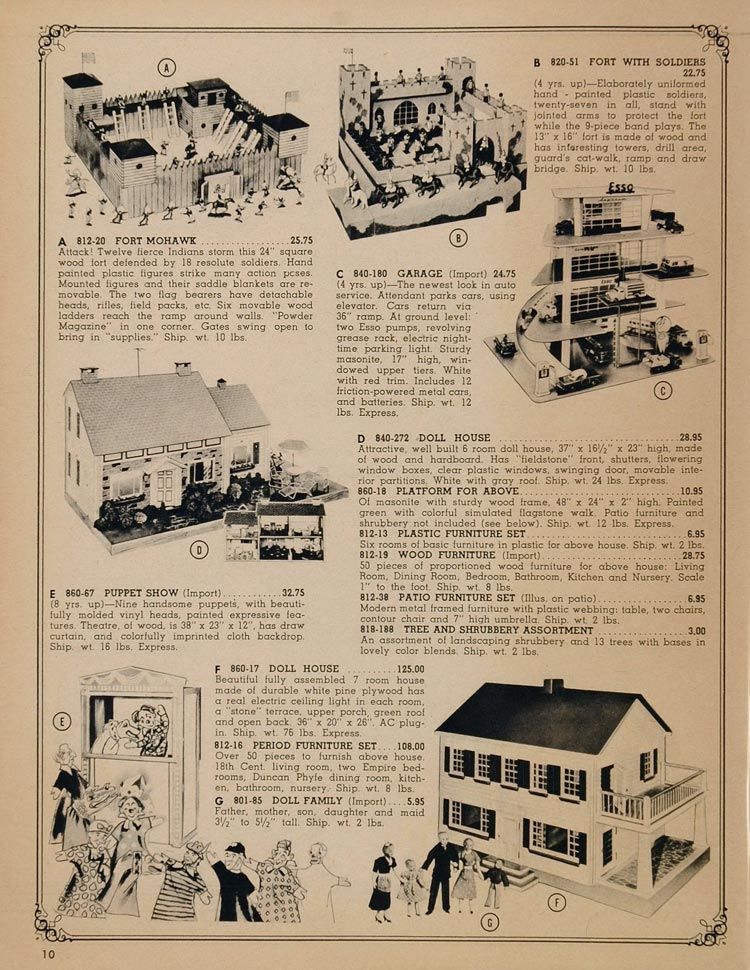 1962 Toy Ad Fort Mohawk Garage Puppet Theatre Dollhouse   ORIGINAL