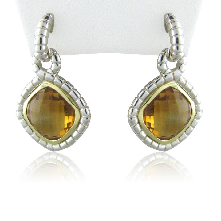 Krypell Sterling 14k Gold Cognac Quartz Earrings $1070