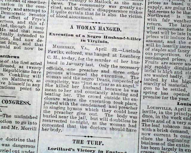  Execution Luenberg Virginia Lucinda Fowlkes Hanging Newspaper