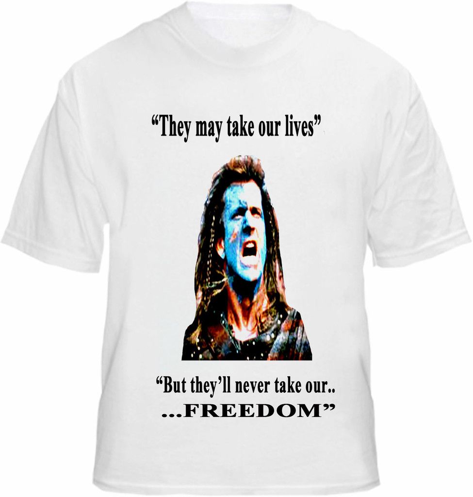 Braveheart T Shirt Gibson Scotland Football Rugby Fan