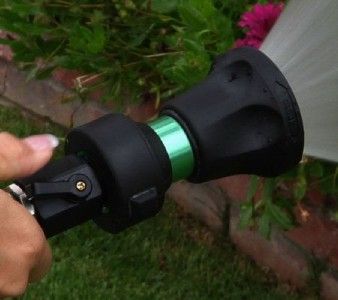 Firemans Multi Purpose Hose Nozzle w 5 Settings Shut Off Valve Green