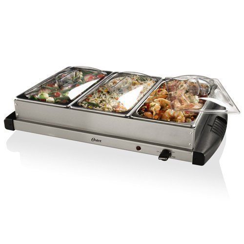   Stainless Steel Triple Three Food Buffet Server Warmer WARMING TRAY