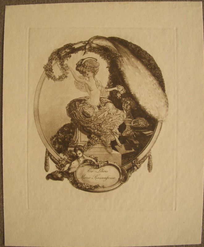 Original Marquis Franz Von Bayros Etching EX libris Bookplate