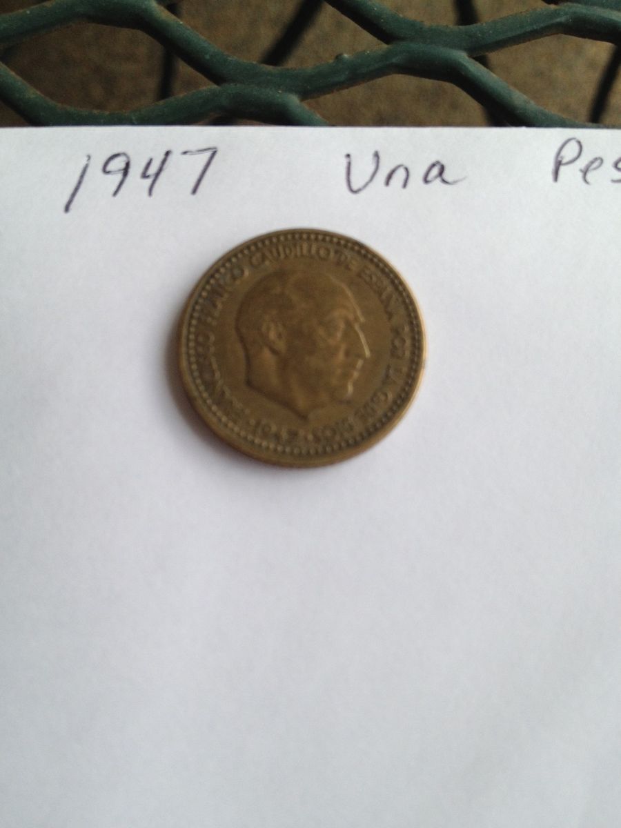 1947 Una Peseta (Spain) Francisco Franco Caudillo De Espania