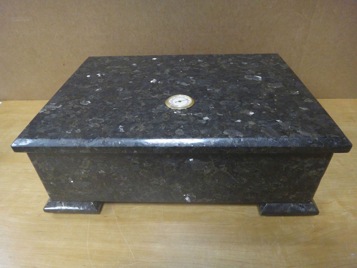 Custom Made GRANITE Spanish Cedar Humidor Excellent Condition