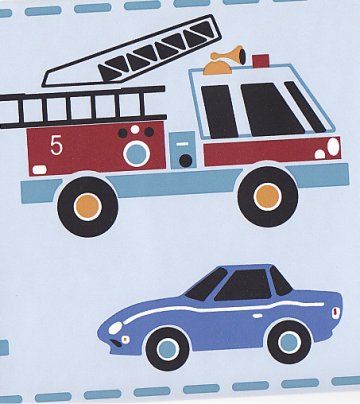 Fire Trucks Transportation Cars Wallpaper Border Choper