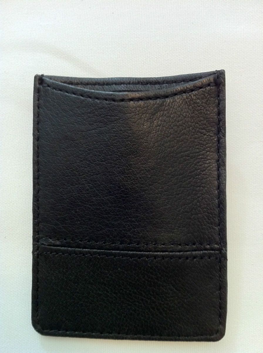 Mens Fred Meyer GNW ID Wallet Clip Genuine Leather Black NWT