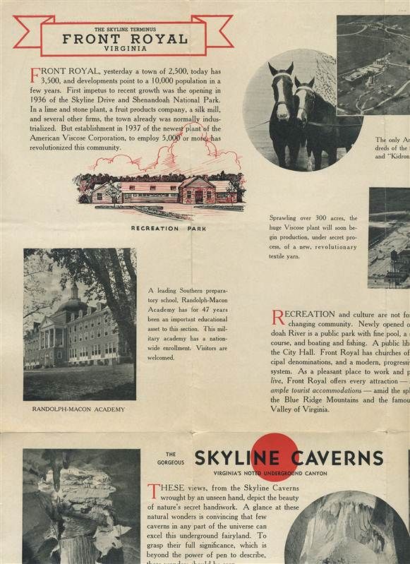 Skyline Drive Caverns Front Royal Virginia Brochure 1930s Shenandoah