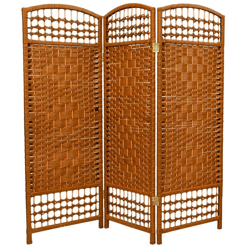  Furniture 4 ft Tall Fiber Weave Room Divider Beige 3 Panel