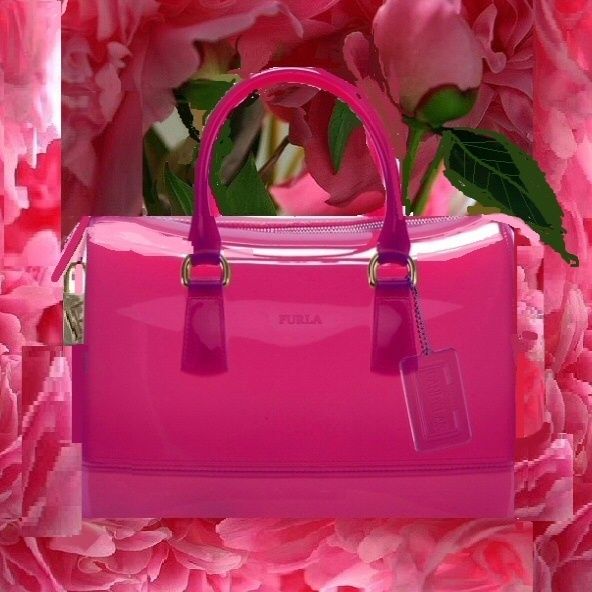 NWT FURLA CANDY BAG ~ FALL12 DRAGON FRUIT PINK ROSA Boston Bag/Jelly