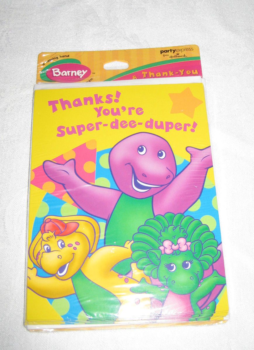 New Barney Birthday Party Supplies Thank You Cards