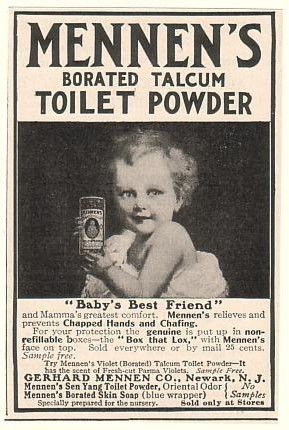 1908 Mennens Borated Talcum Toilet Powder Baby Ad