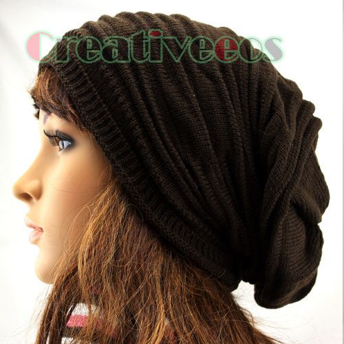 Cool Mens Folds Slouchy Beanies Winter Fall Wool Baggy Knit Hat Skull