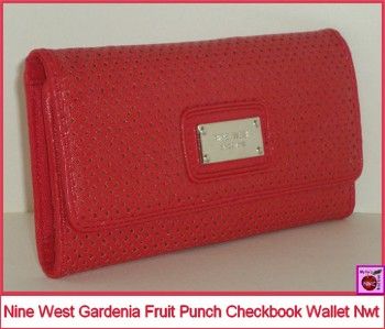 nine west gardenia fruit punch checkbook wallet cover nwt