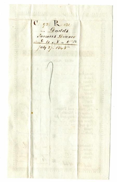 1848 The Wheat Sheaf Inn West Auckland Printed Billhead Account Food