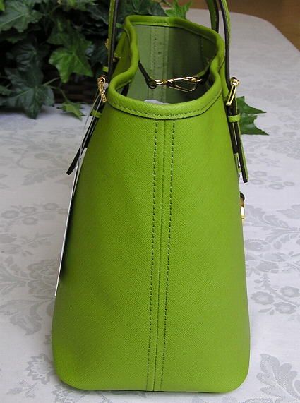 Michael Kors Jet Set Travel Leather Small Tote Bag Purse Lime Green