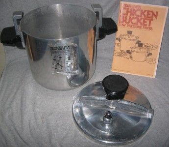  CHICKEN BUCKET Low Pressure Fryer Cooker 6 Quart Instructions Label