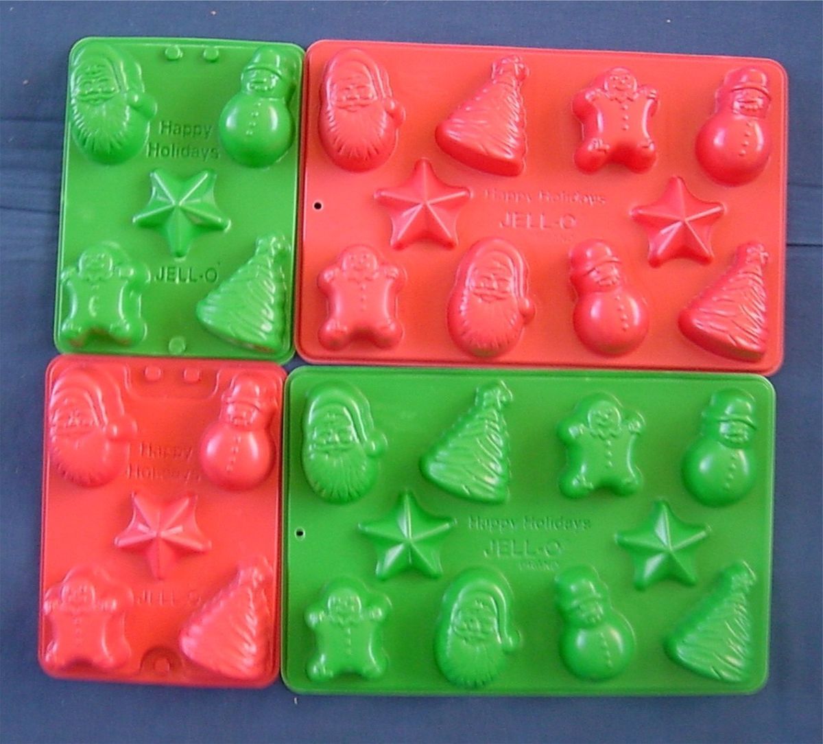 Lot Jello Gelatin Jiggler Mold Trays CHRISTMAS DESIGNS SANTA Snowman