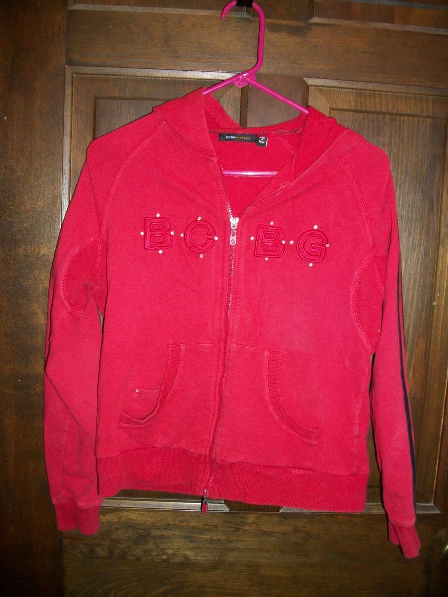 BCBG Sport Maxazria Juniors Size Mediun Red Hoodie With Black