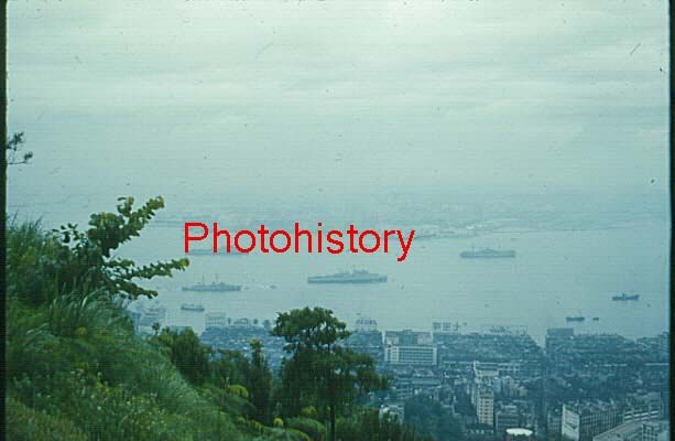  Slide 1961 Ships Boats in Bay Harbor Buildings from High Ground