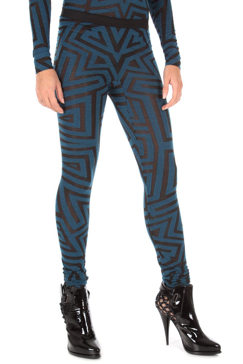 Gareth Pugh New Woman Leggings Pants Col Black Blue PG6300 B Size S