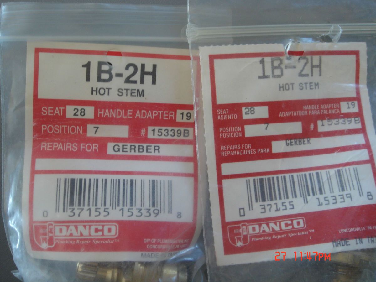 Gerber Plumbing Parts 1B 2H Faucet Valve Stem Hot Assembly New