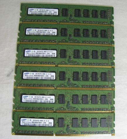  SAMSUNG 2GB PC3 8500E 1066MHZ DDR3 Unbuffered ECC MEMORY 6x 2GB = 12GB