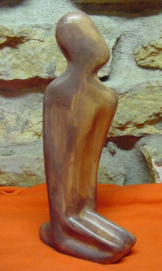 Modern Art Abstract Man Figure Soapstone Sculpture Signed