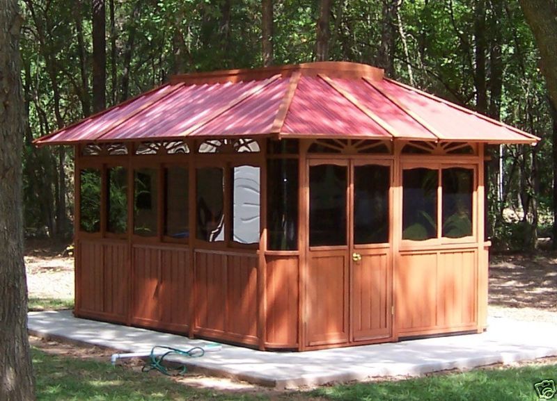 New Gazebos 10x14 Redwood Gazebo for Spa Hot Tub Rec