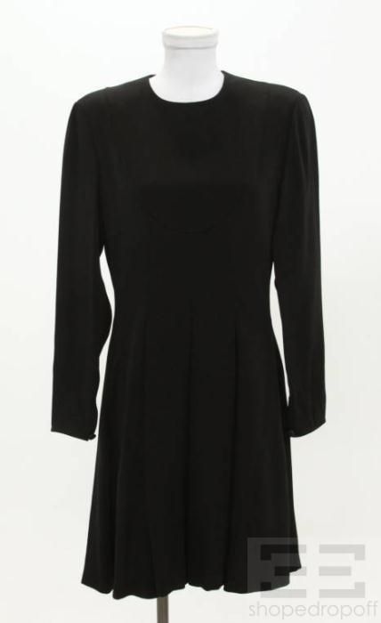 Giorgio Armani Black Long Sleeve Pleated Dress Size US12