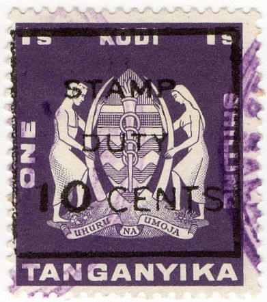 Kut Revenue Tanganyika Stamp Duty 10c Op