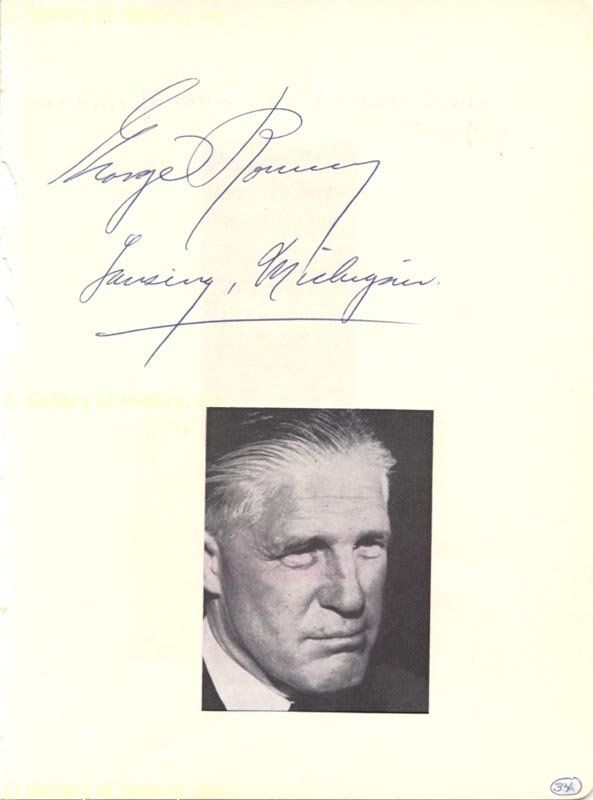 George w Romney Signature s 09 09 1965 Co Signed