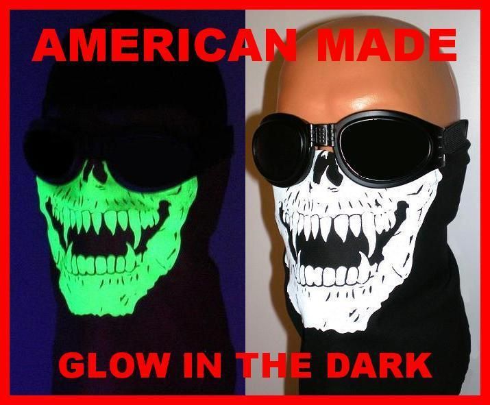  Skeleton HALF FacE COVER TRIDANA Ghost BIKER MASK GLOW in the DARK NR