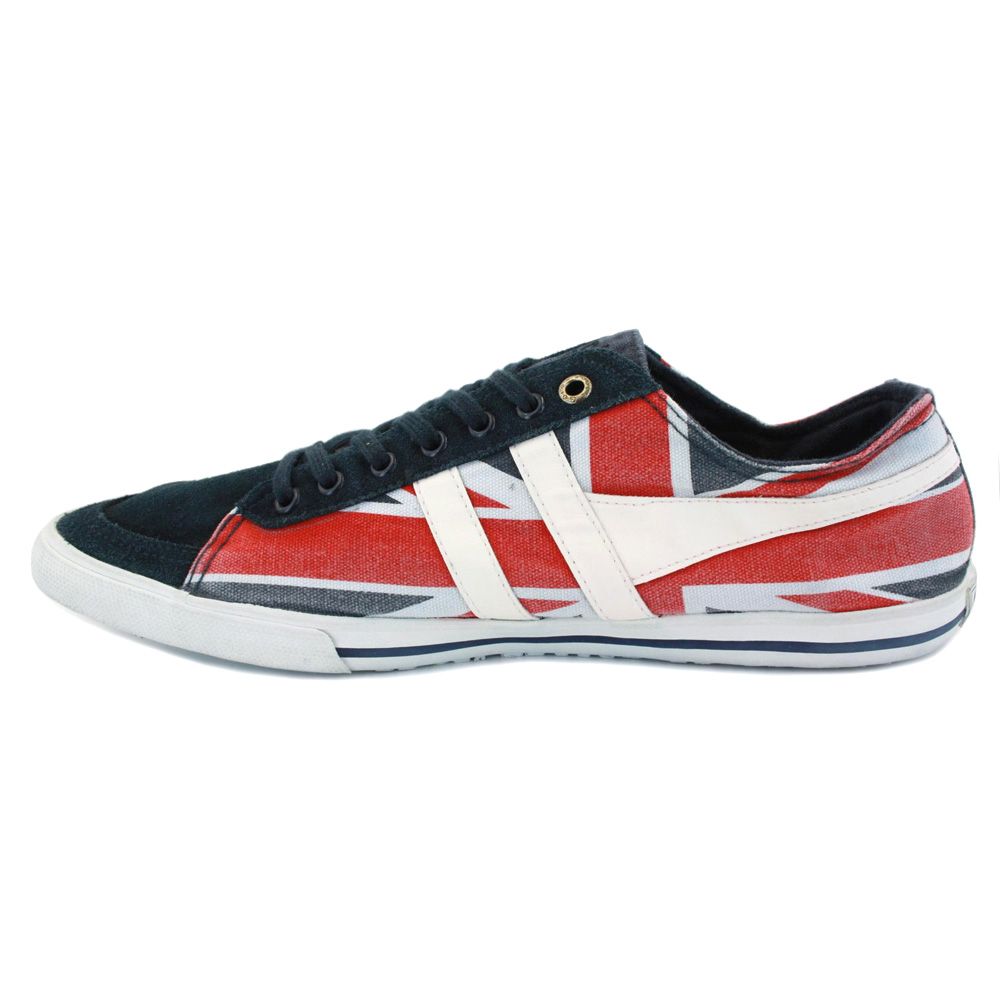 Gola Quota Union Jack Mens Laced Canvas Trainers Navy White Red