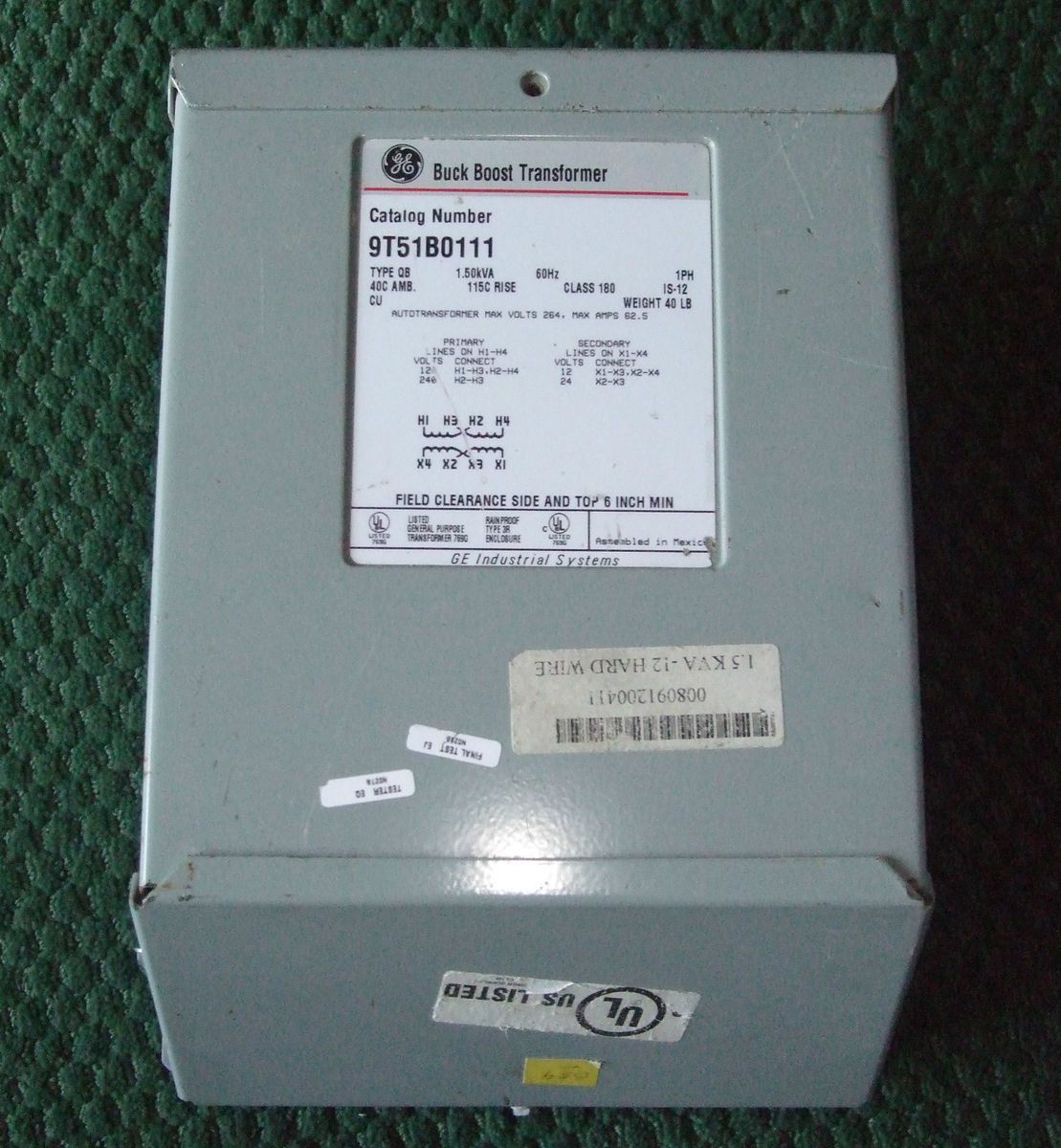 General Electric Buck Boost Transformer 9T51B0111