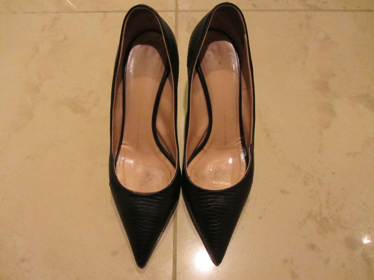 Giuseppe Zanotti Snake Effect Black Leather Pumps