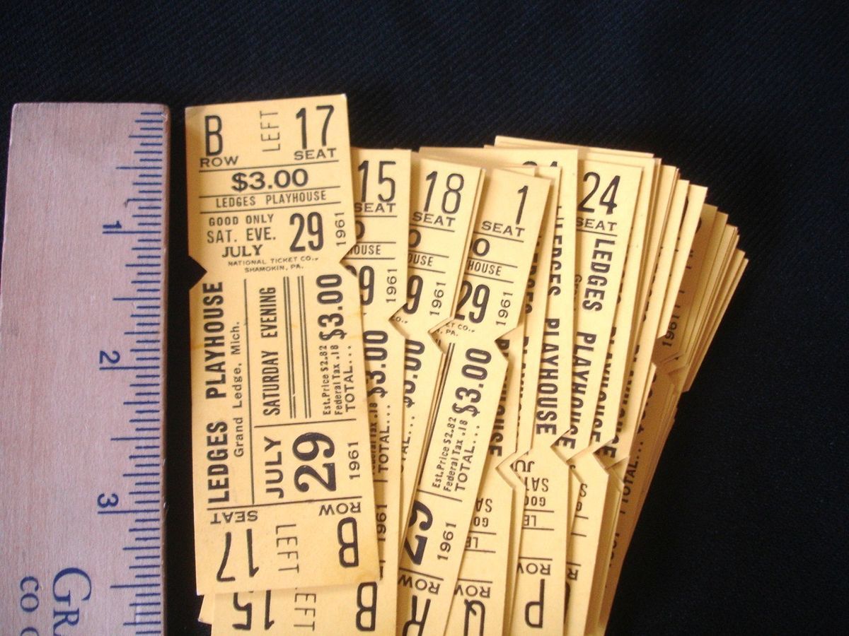  Playhouse Theatre Play Tickets SAT July 29 1961 Grand Ledge MI