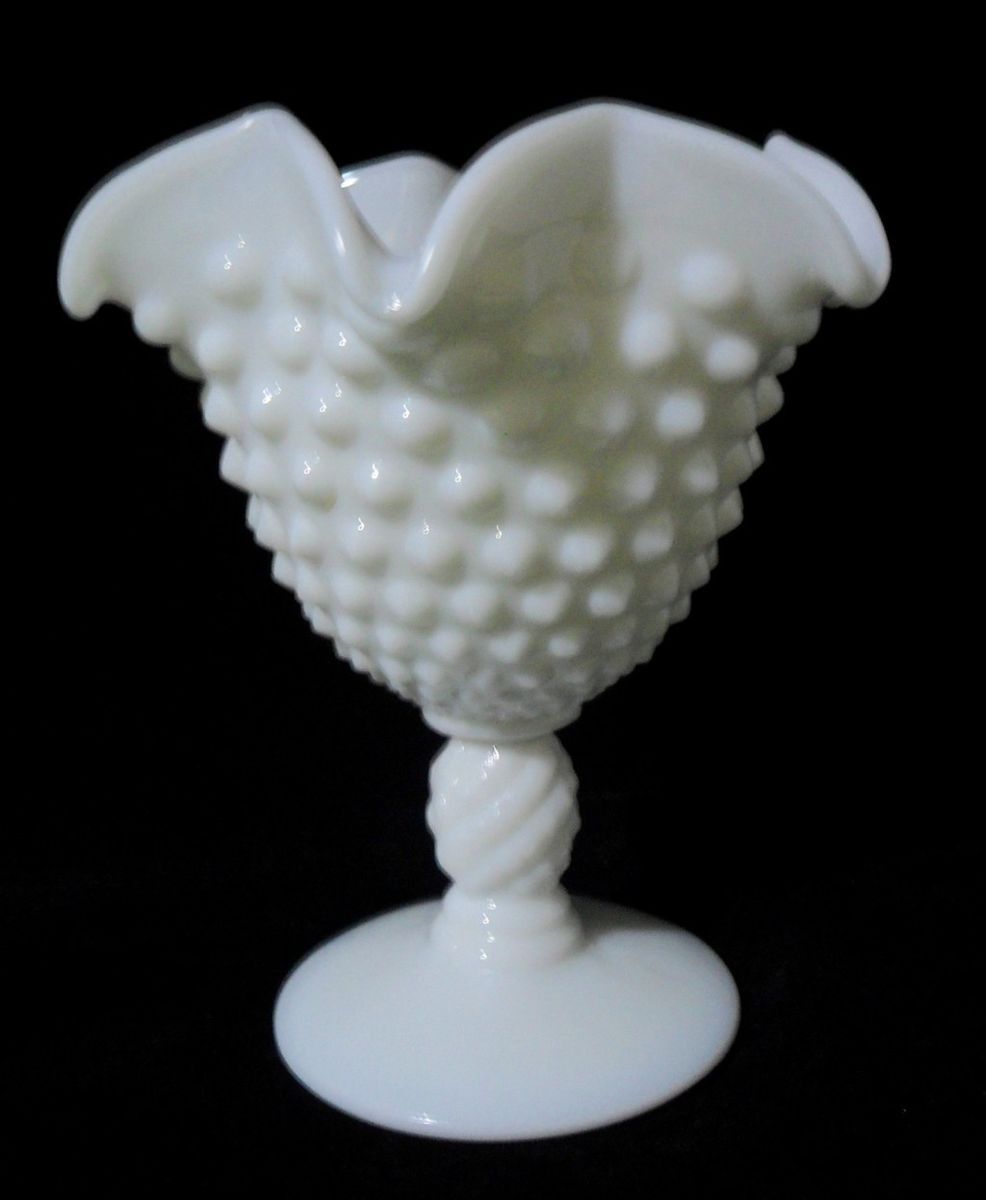 Fenton Hobnail Milk Glass Candleholder Compote