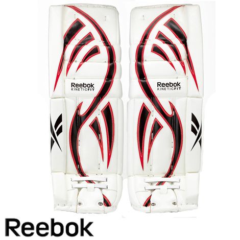 New Reebok Larceny Pro Ice Hockey Goalie Leg Pads Chicago Colors Size