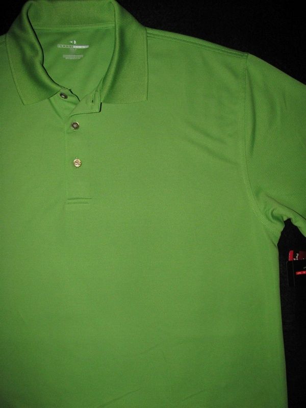 Grand Slam Golf Perf Logo Green Wicking Ribbed Comfort Polo Shirt Mens