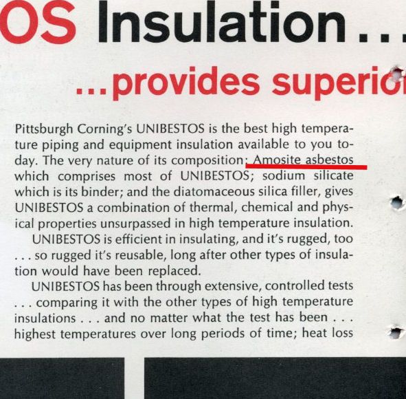Unibestos Pittsburgh Corning Asbestos Catalog 1965 Pipe Insulation