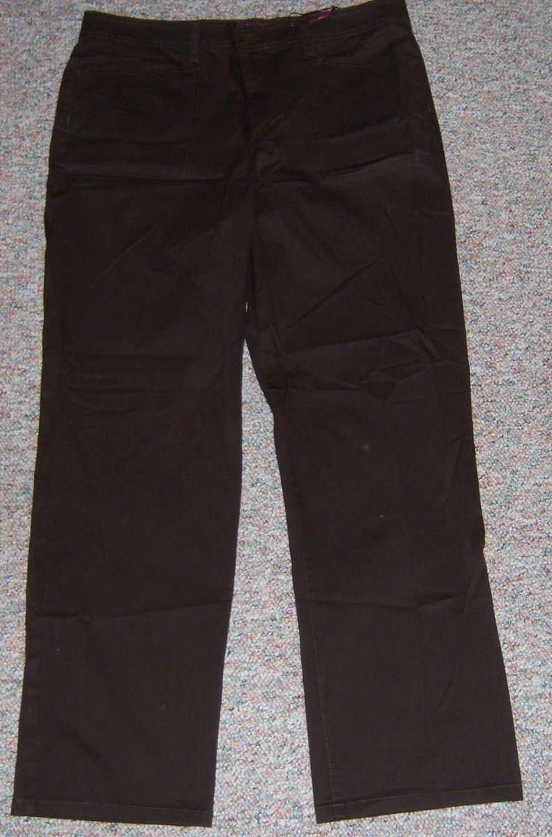 GLORIA VANDERBILT   Size 16   Brown Midrise Trouser Wide Leg Pants