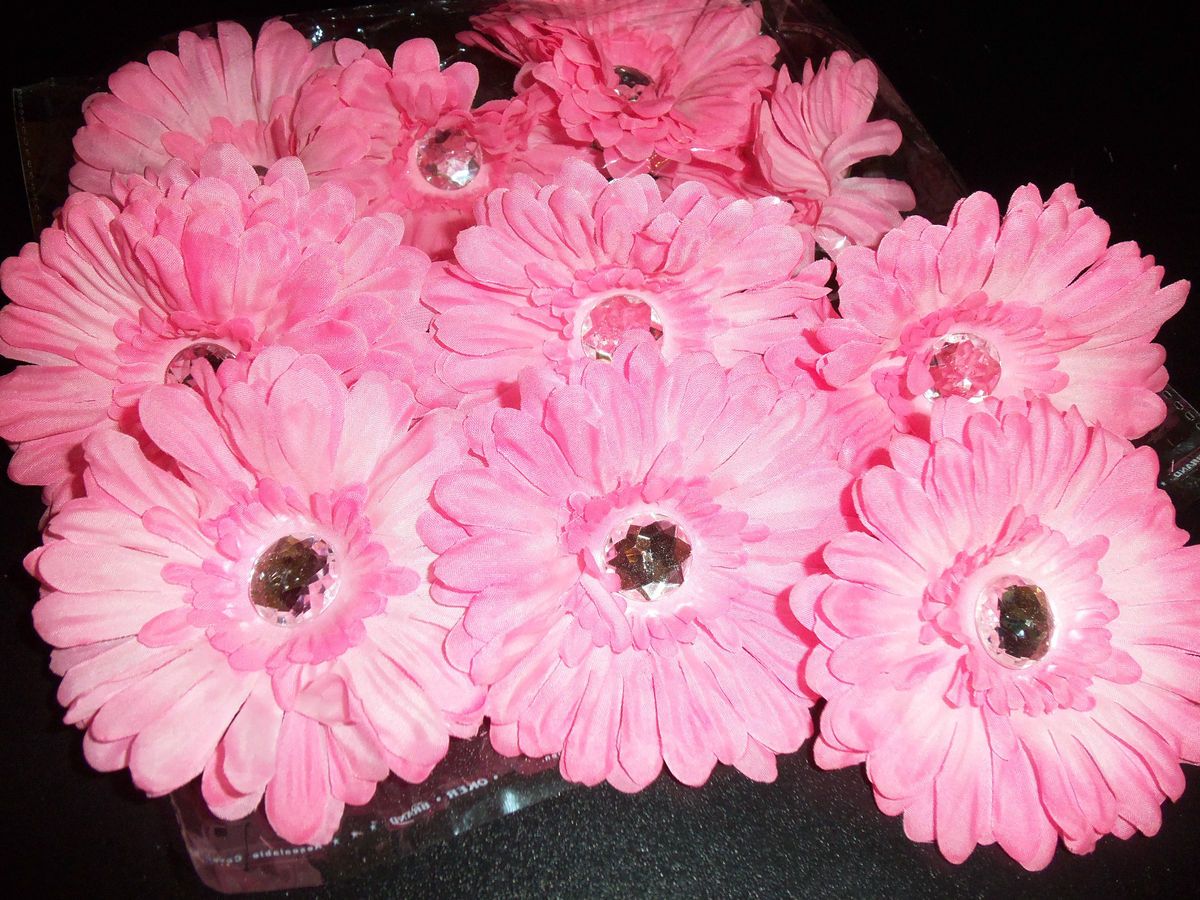 Wholesale Lot 12 Pink Gerbera Daisy Flower Crafts Hair Tutu Flip Flops