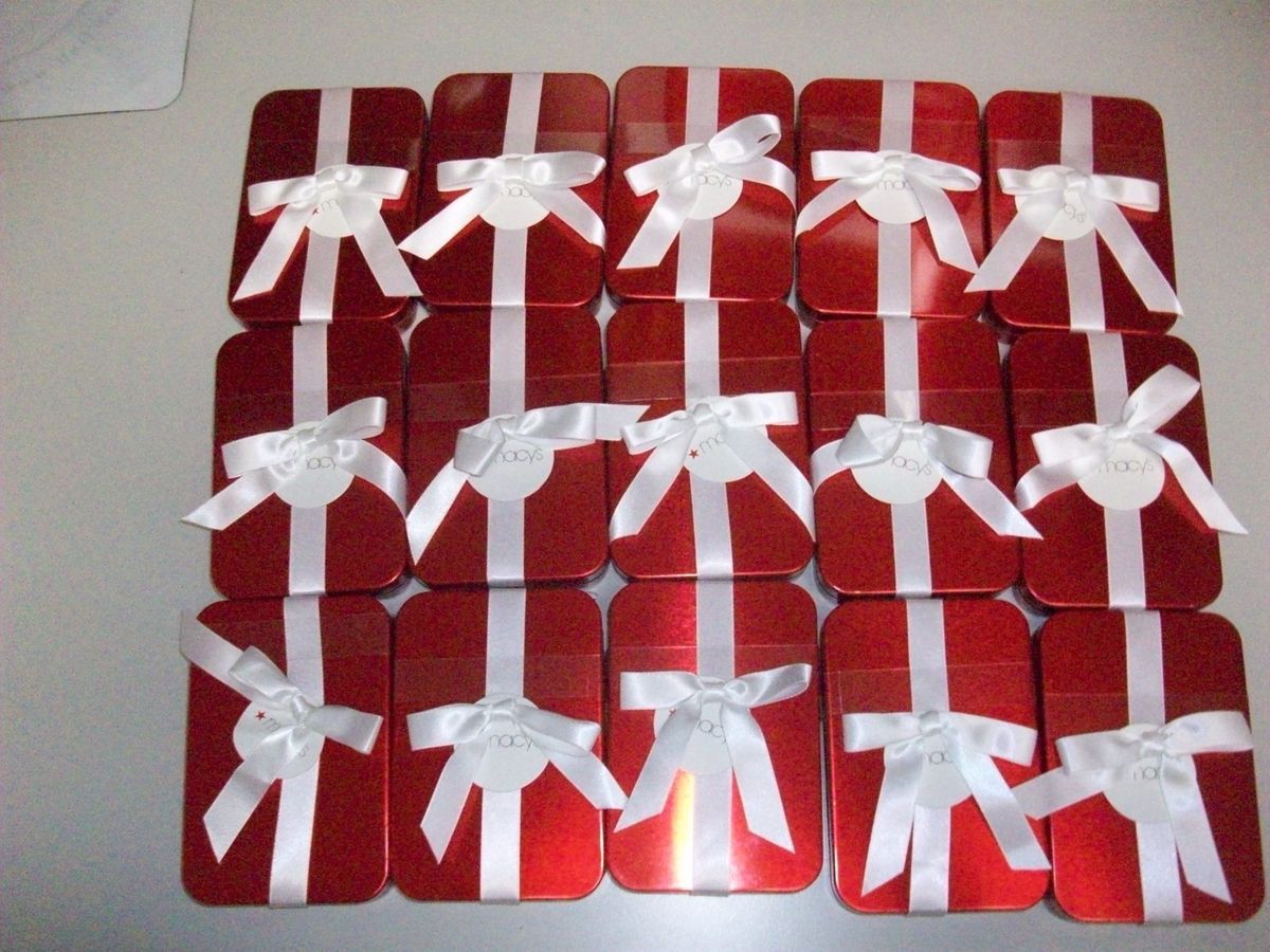 New Set of 15 Give A Gift Red Gift Card Tins Boxes Holders with White