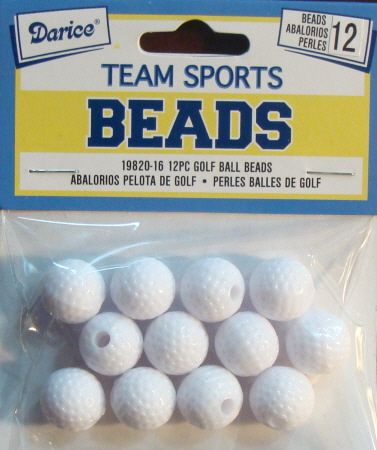 Golf Ball Beads 12 PC Plastic Sports Jewelry