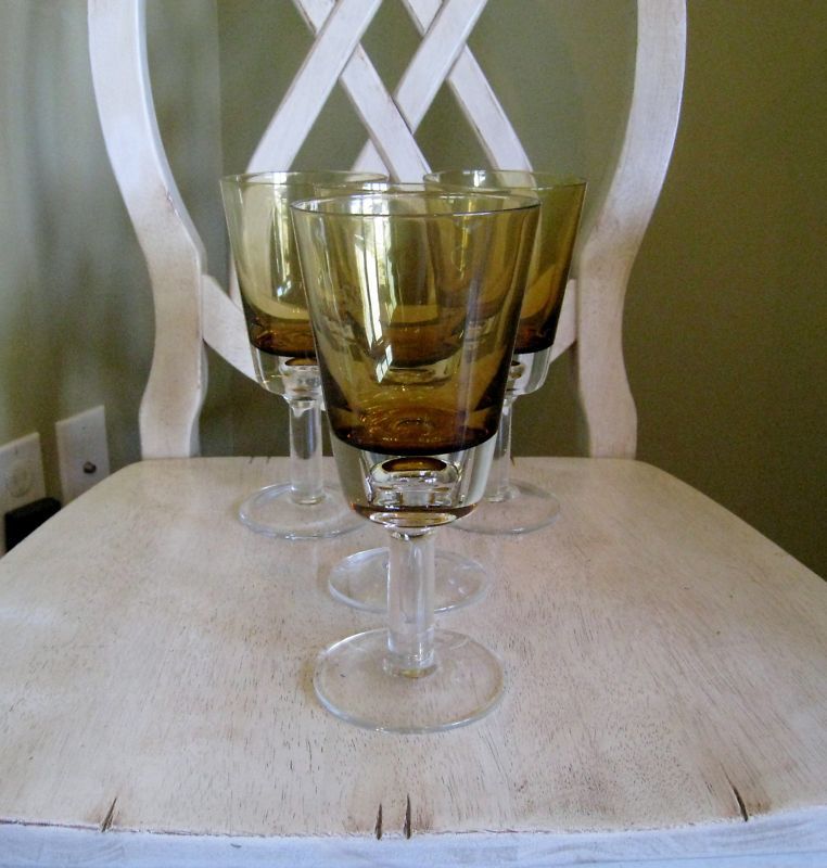 Winterthur Jewel Tone Amber Water Goblets Glassware