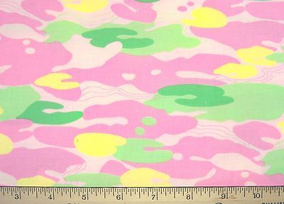 FREE SHIP US ~ Pink Yellow Green Camo Frogs Cotton by Oakhurst 1