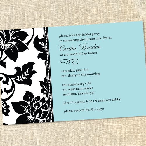  Blue Bridal Baby Shower Luncheon Graduation Party Invitations